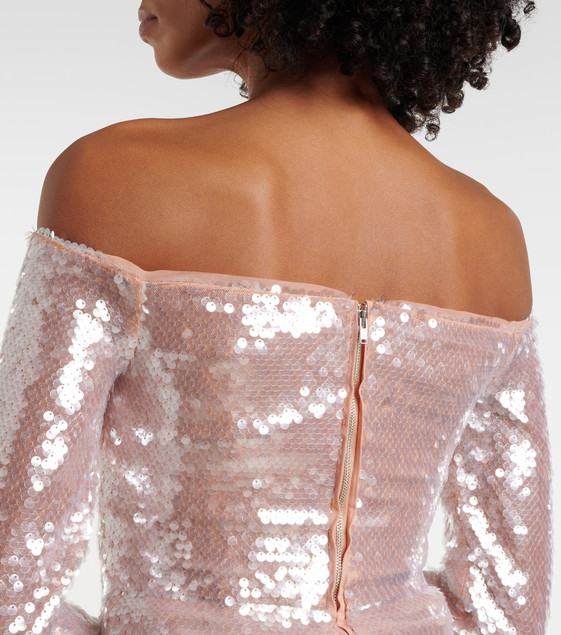 Sequined off-shoulder top | Self-Portrait