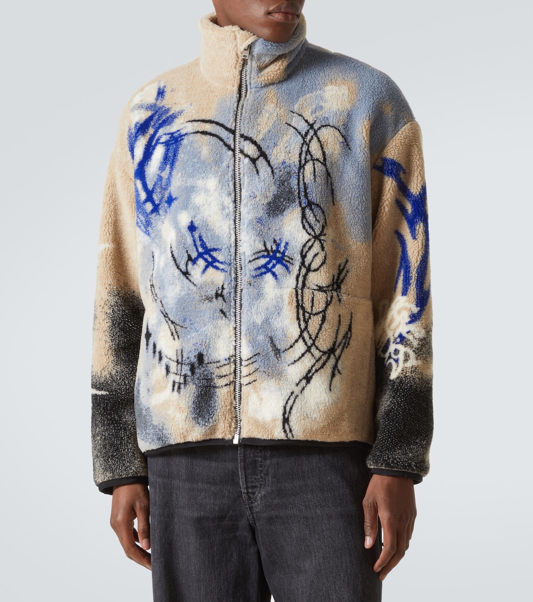 Teddy jacquard fleece zip-up jacket | Acne Studios