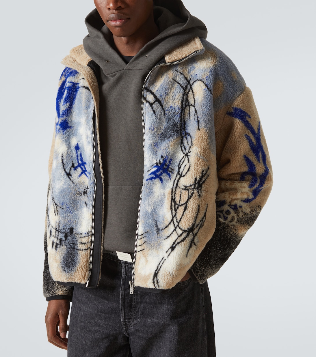 Teddy jacquard fleece zip-up jacket | Acne Studios