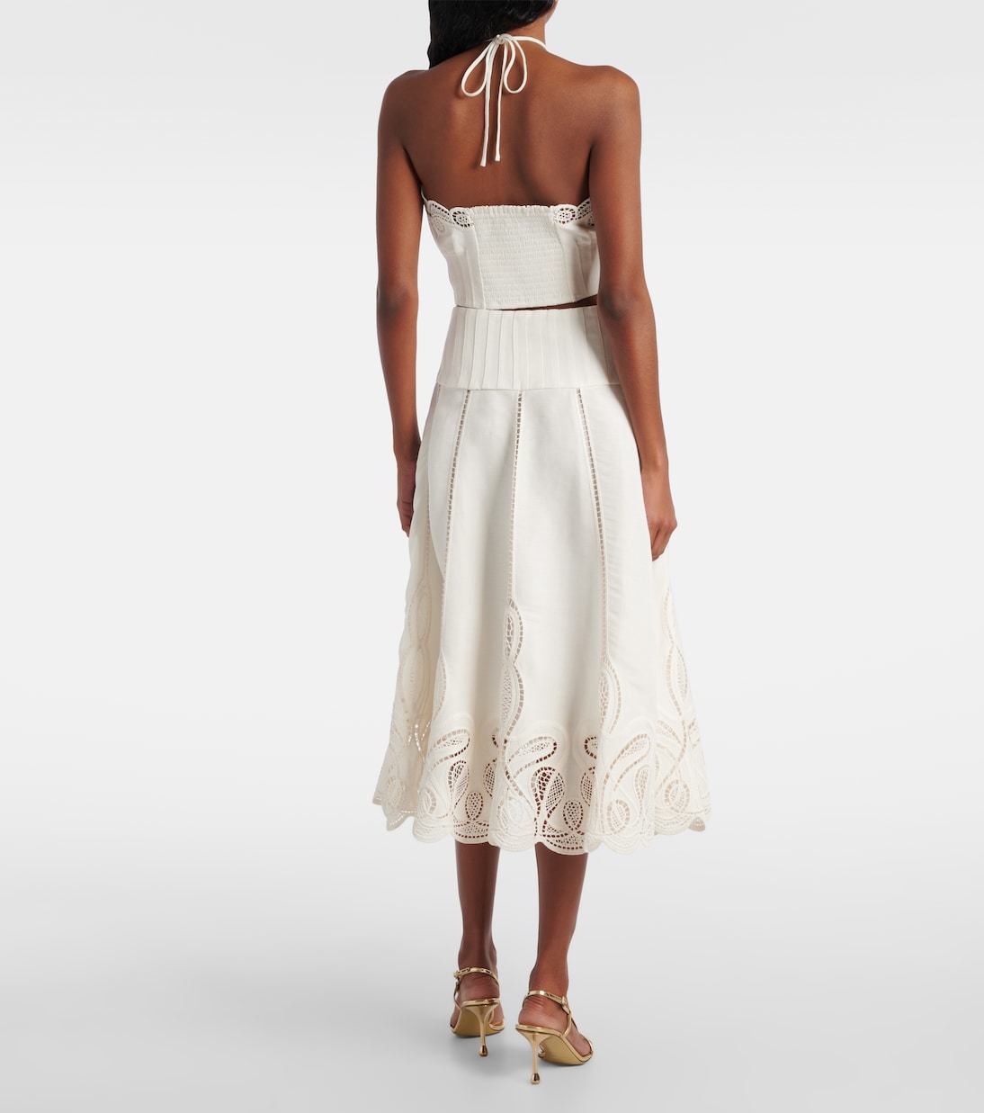 Kaius lace-trimmed line-blend midi skirt | Simkhai