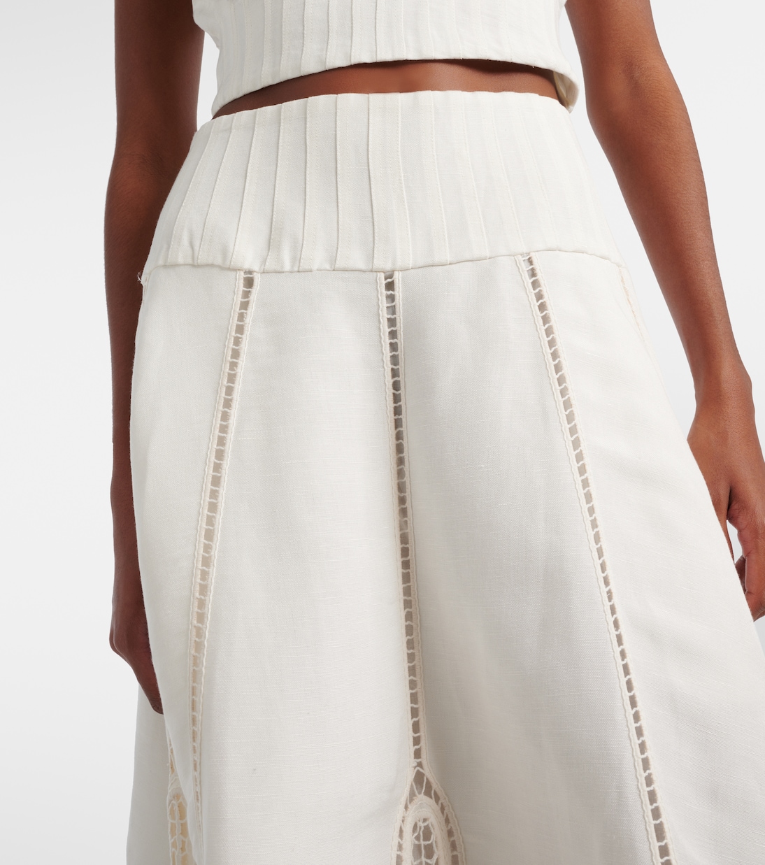 Kaius lace-trimmed line-blend midi skirt | Simkhai