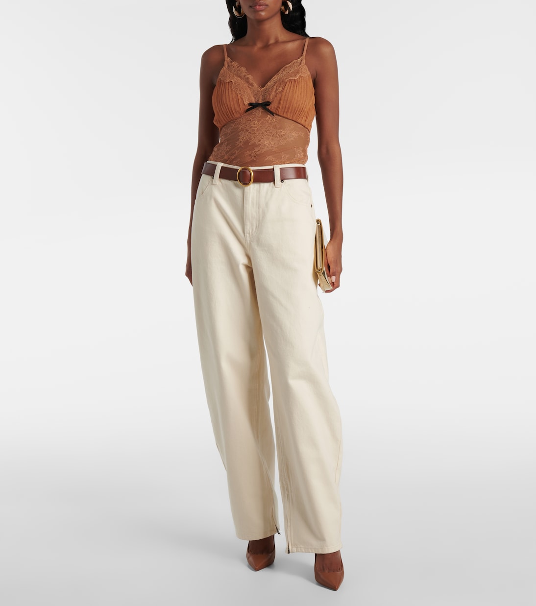 Embroidered lace-trimmed mesh bodysuit | Self-Portrait