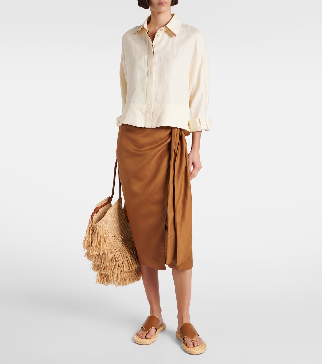 Amalfi leather-trimmed espadrille slides | Paris Texas