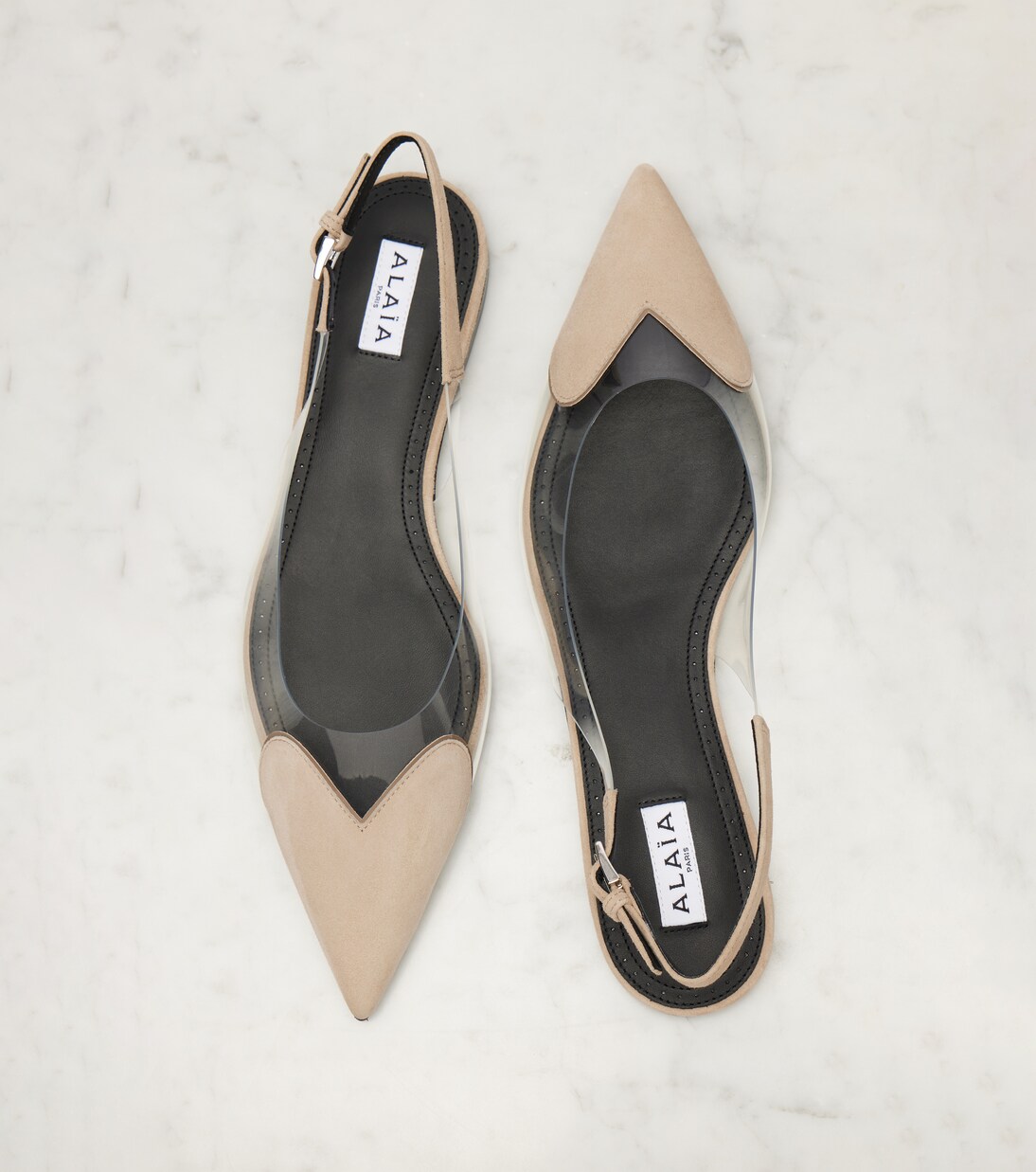 Cœur suede and PVC slingback ballet flats | Alaïa