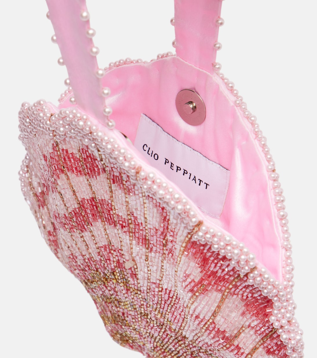 Verzierte Clutch Seashell aus Satin | Clio Peppiatt