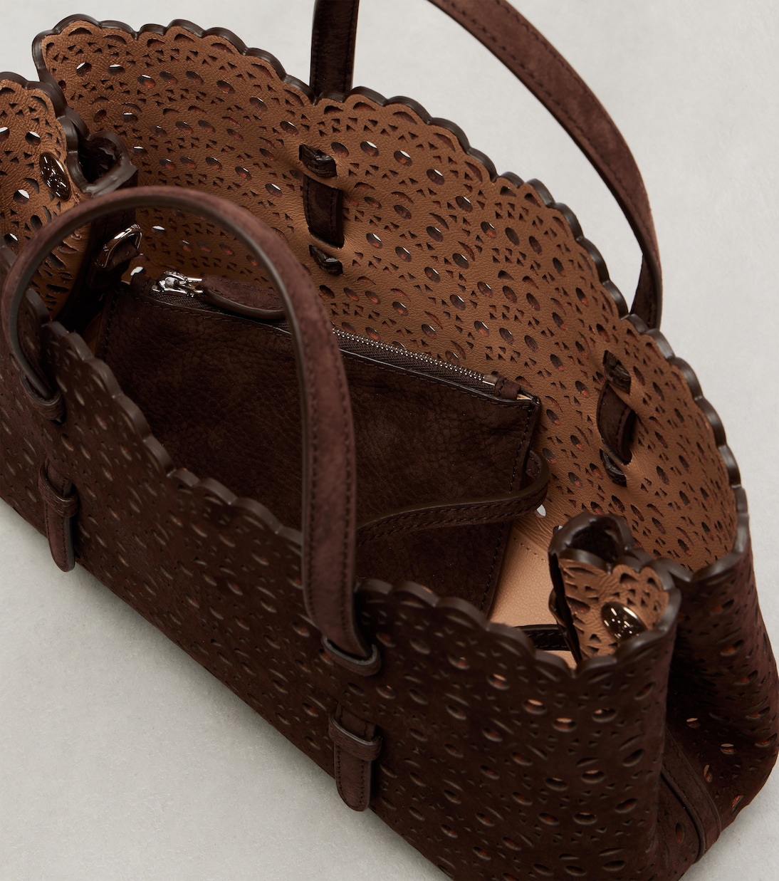 Mina 25 Vienne Wave Small suede tote bag | Alaïa