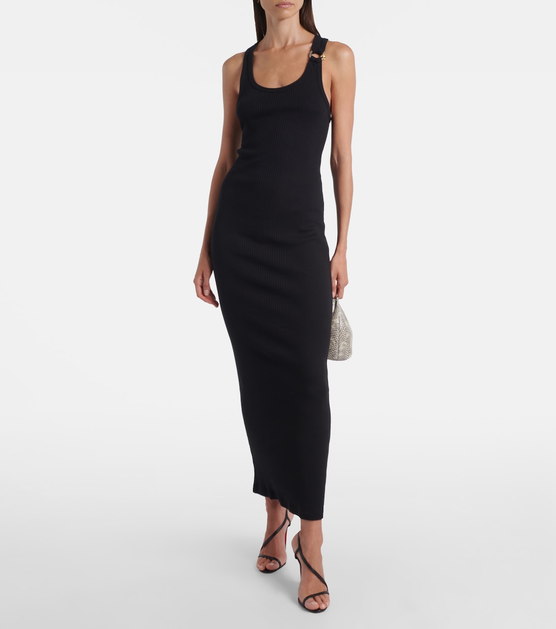 Piercing cotton jersey maxi dress | Jean Paul Gaultier