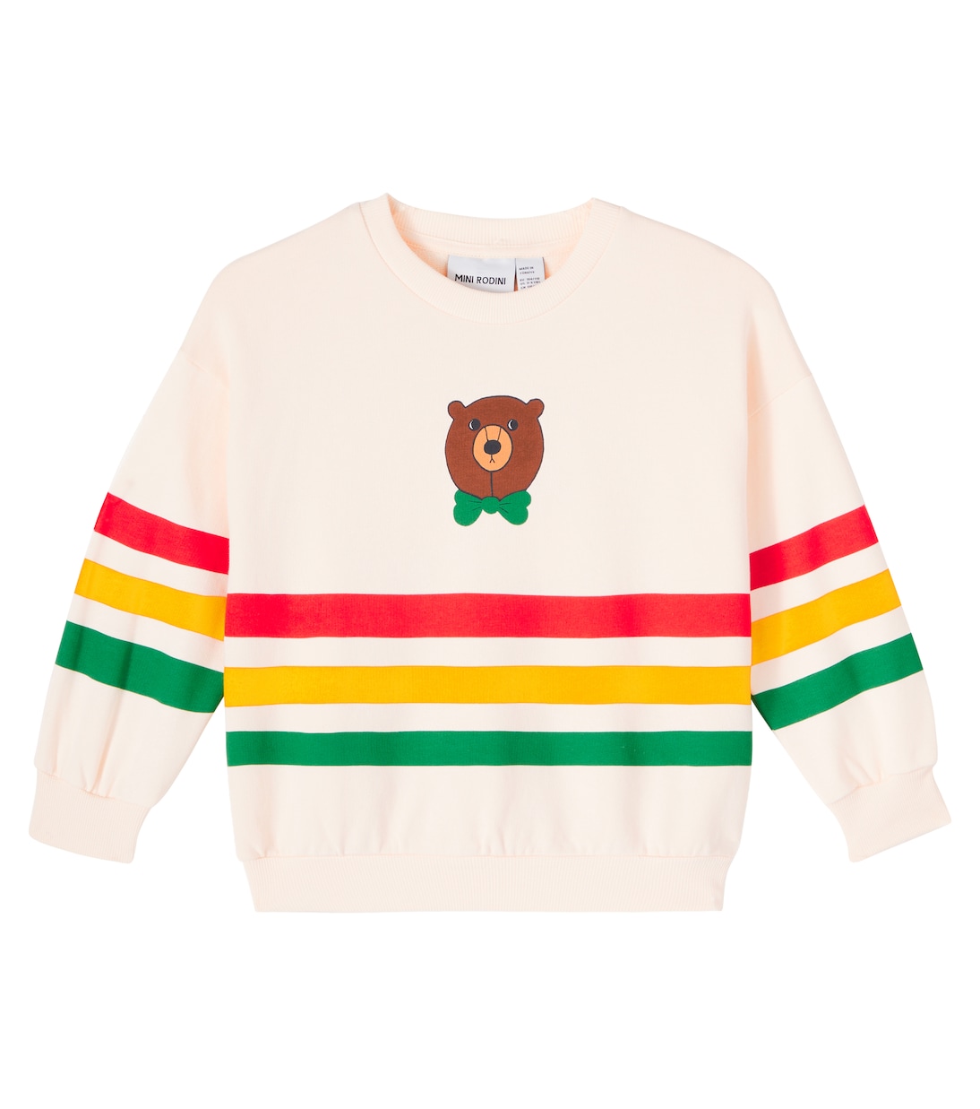 Bear striped cotton jersey sweatshirt | Mini Rodini