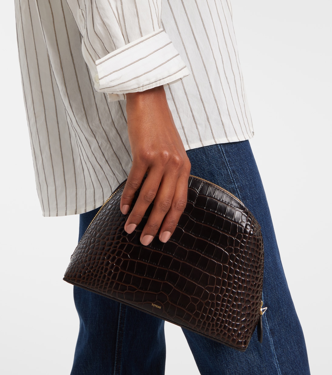 Small croc-effect leather pouch | Toteme