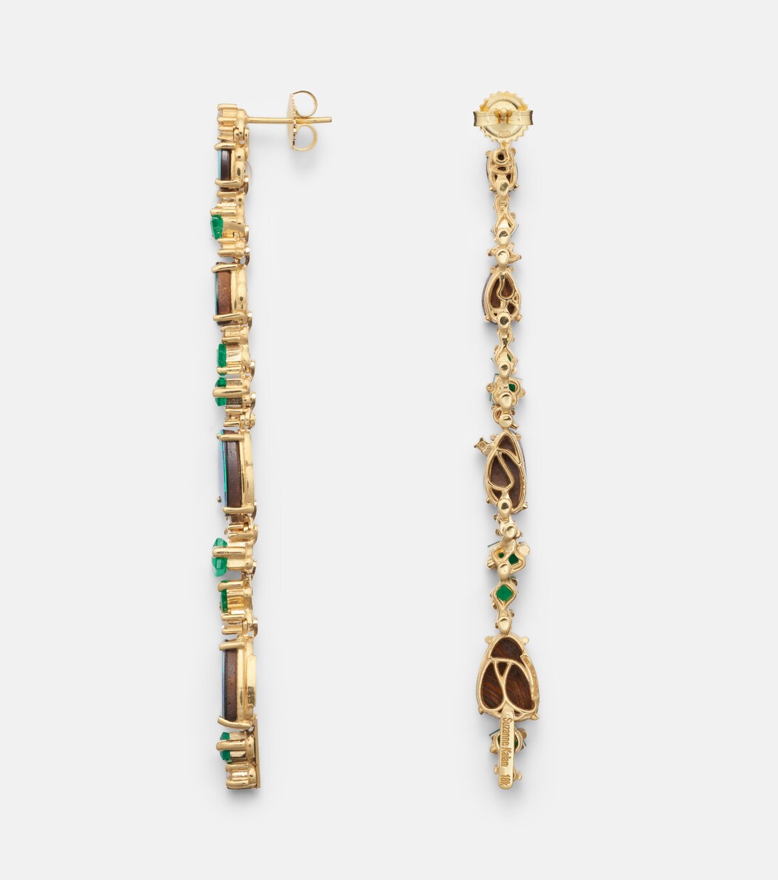 Ohrringe aus 18kt Gelbgold mit Diamanten, Smaragden und Opal | Suzanne Kalan