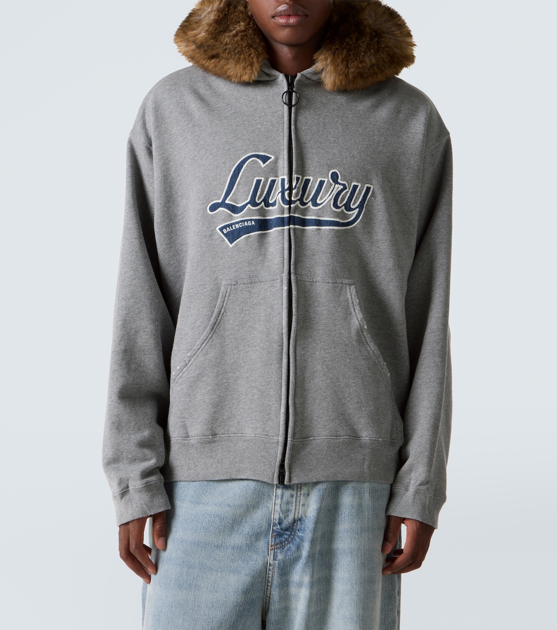 Printed cotton jersey zip-up hoodie | Balenciaga