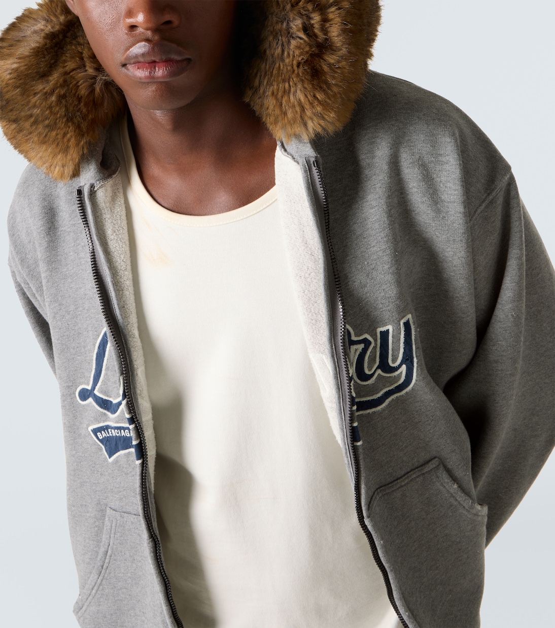 Printed cotton jersey zip-up hoodie | Balenciaga