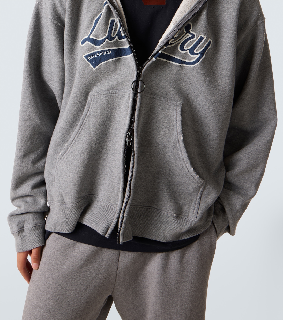 Printed cotton jersey zip-up hoodie | Balenciaga