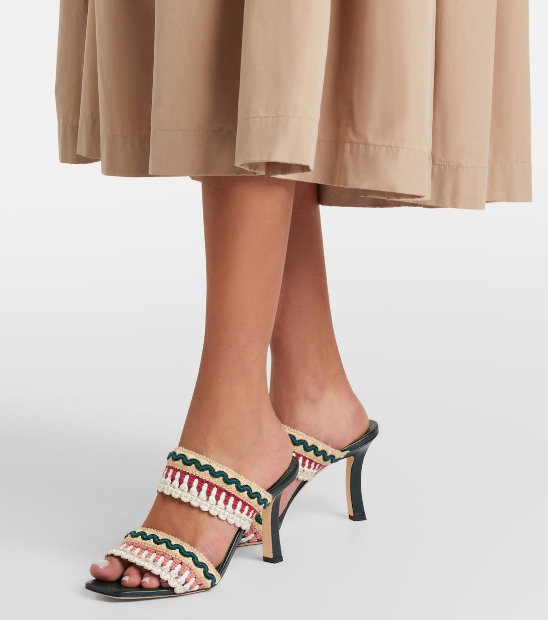 Mabeco 90 leather-trimmed knitted mules | Manolo Blahnik