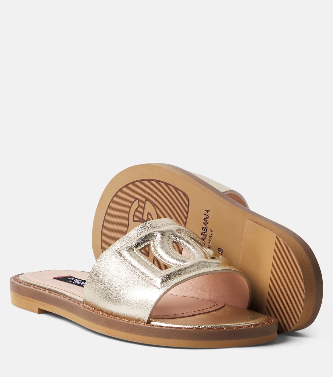 DG metallic leather slides | Dolce&Gabbana Kids