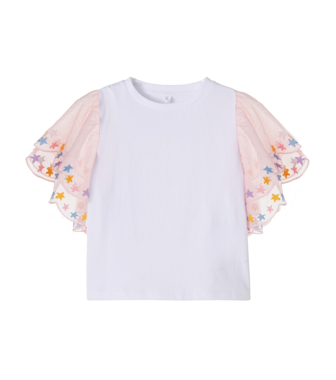 Besticktes Top aus Baumwoll-Jersey mit Tüll | Stella McCartney Kids