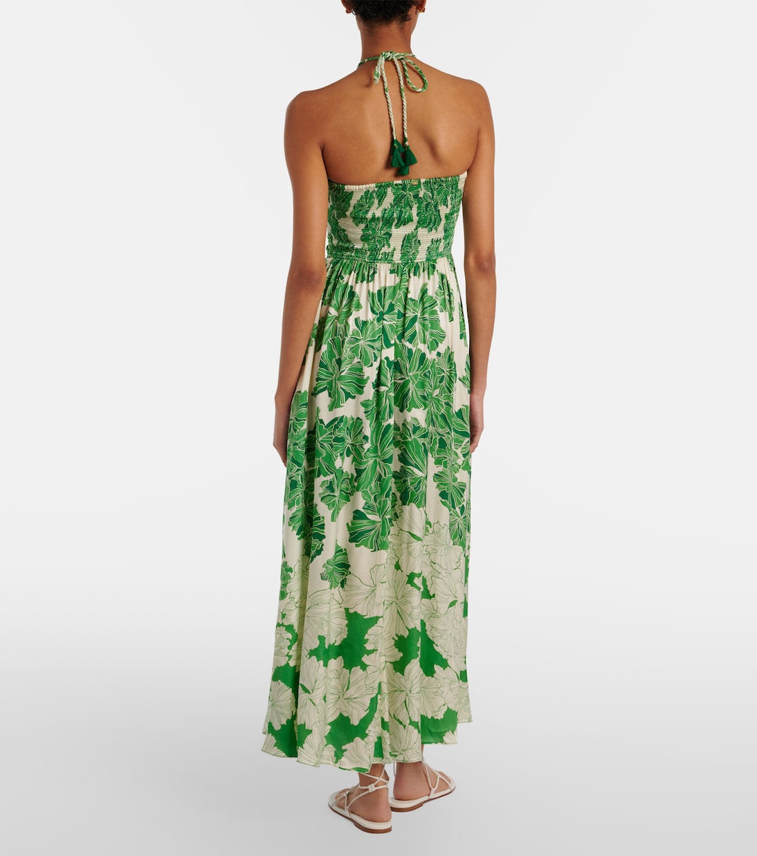 Avril floral halterneck satin maxi dress | Poupette St Barth