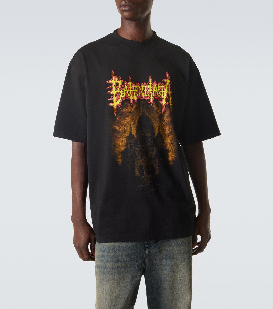 프린트 코튼 저지 티셔츠 | Balenciaga