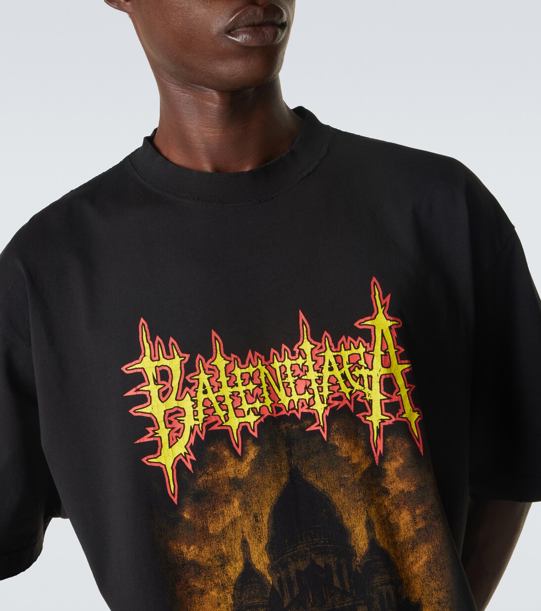 프린트 코튼 저지 티셔츠 | Balenciaga