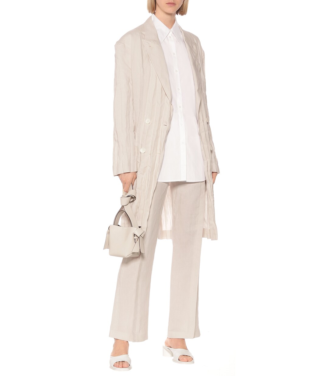 High-rise flared linen pants | Acne Studios