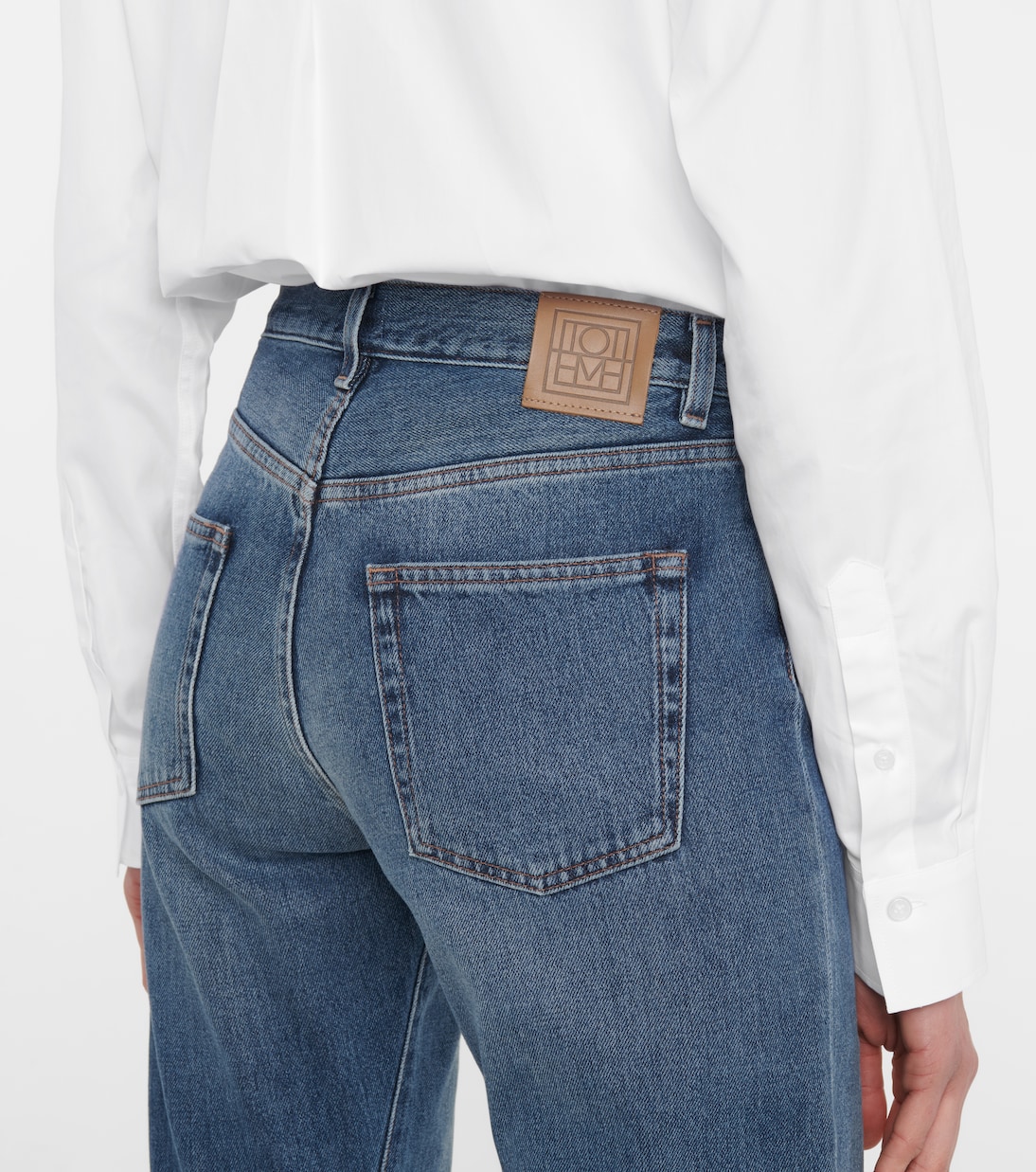 Jeans Dritti con Cuciture a Spirale a Vita Media per Giovani Stile Moderno