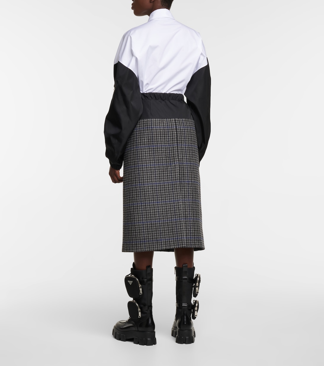 Gonna midi in lana vergine e nylon | Prada