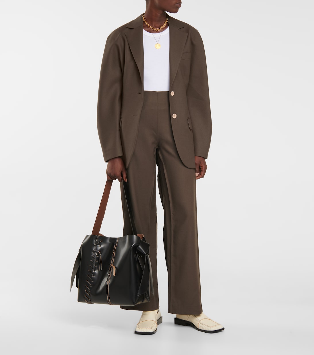 Pantaloni in twill di lana a gamba larga | Acne Studios