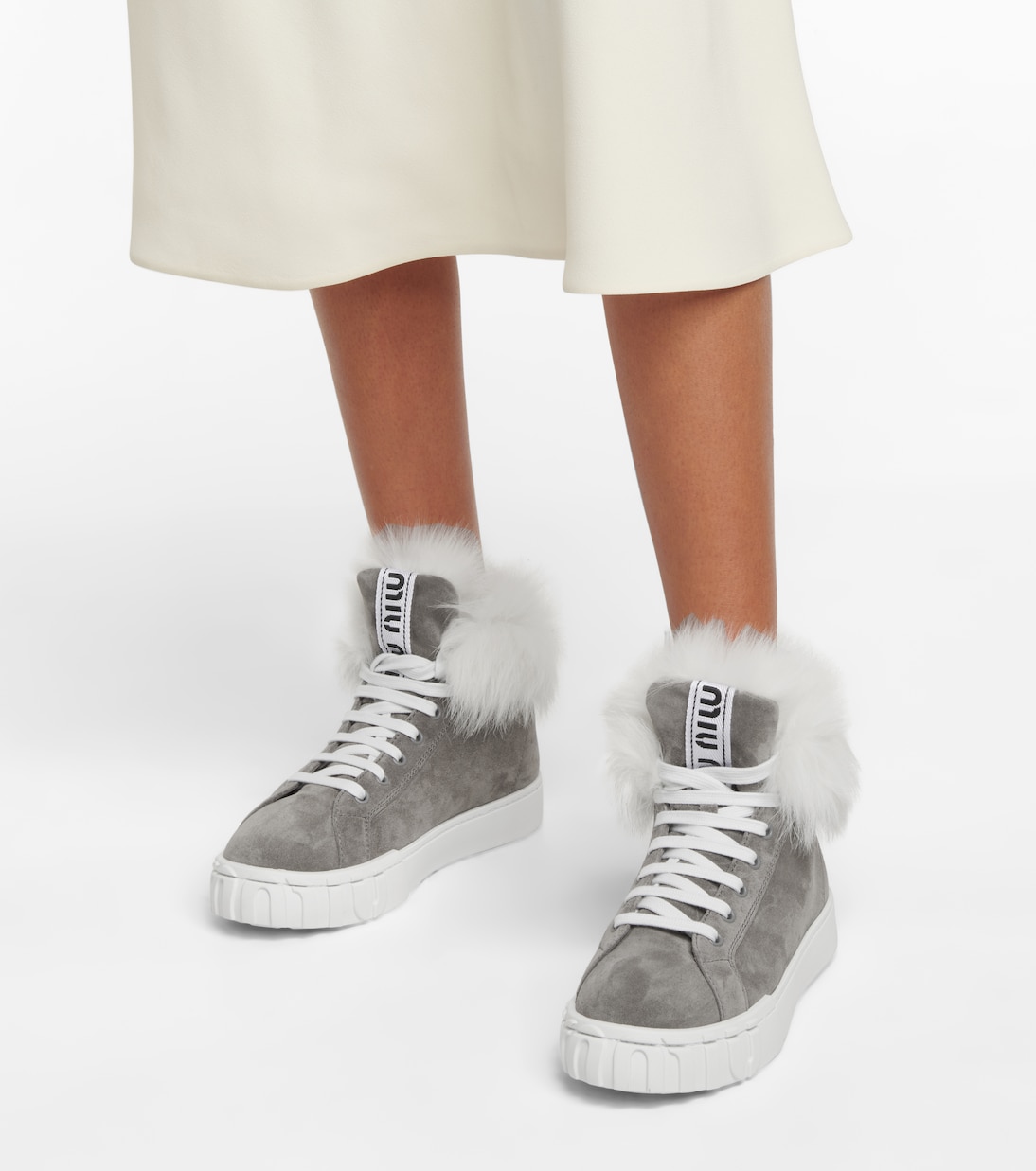 Shearling-lined suede sneakers | Miu Miu