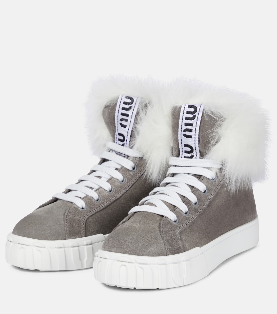 Shearling-lined suede sneakers | Miu Miu