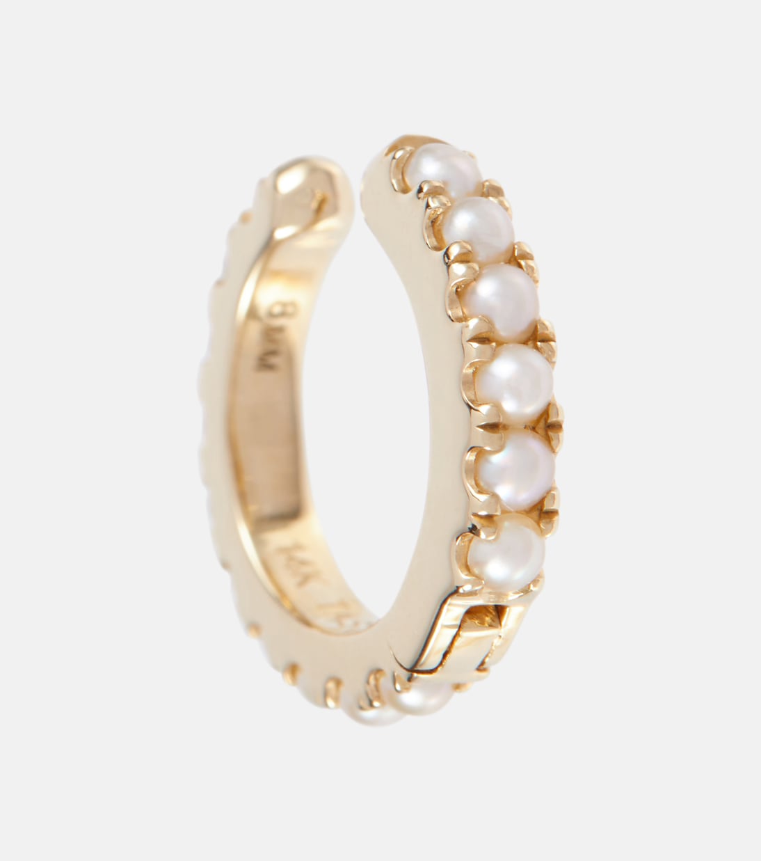 Einzelner Ear Cuff Pearl Eternity aus 14kt Gelbgold mit Perlen | Maria Tash