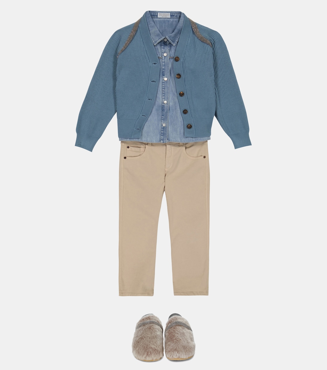 Cardigan en coton à ornements | Brunello Cucinelli Kids