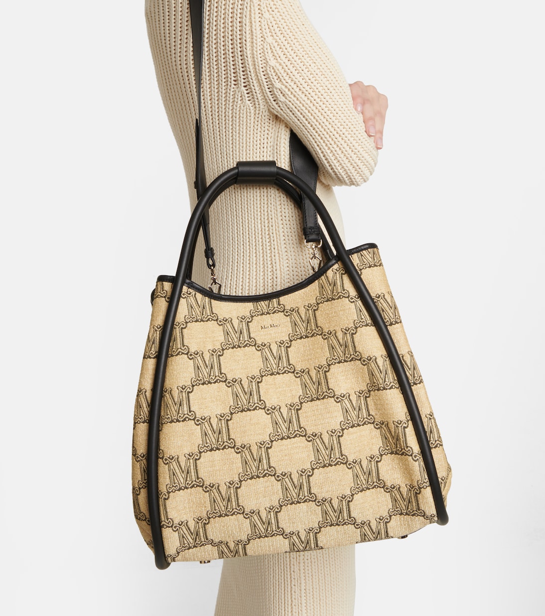 Marin leather-trimmed raffia tote | Max Mara