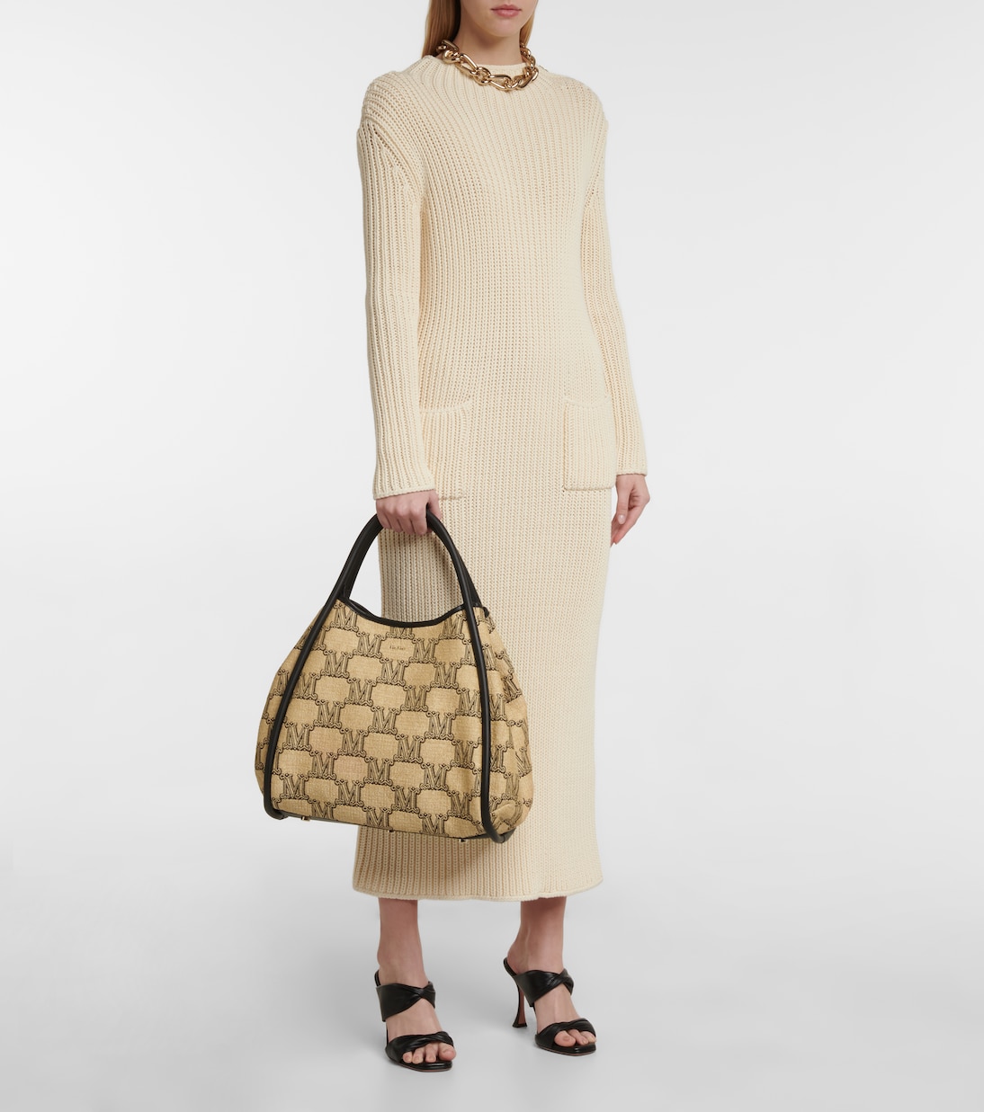 Marin leather-trimmed raffia tote | Max Mara