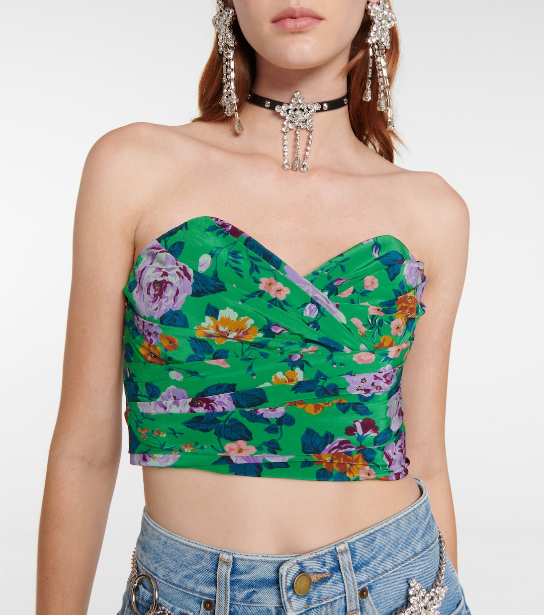 Cropped-Top aus Seide | Alessandra Rich