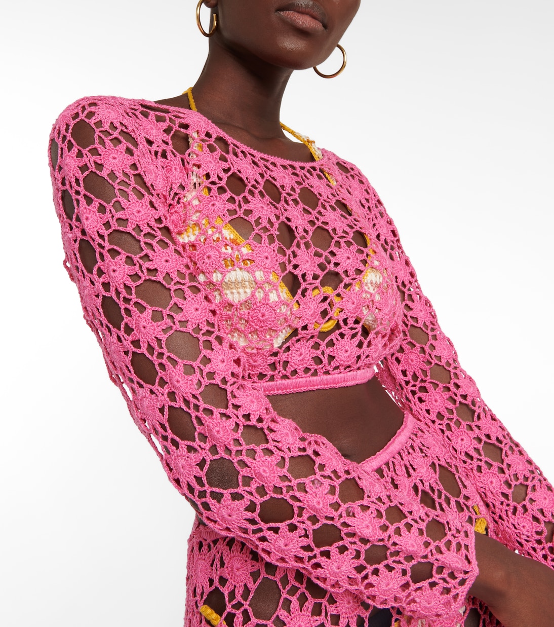 Top cropped Bella in crochet di cotone | Anna Kosturova