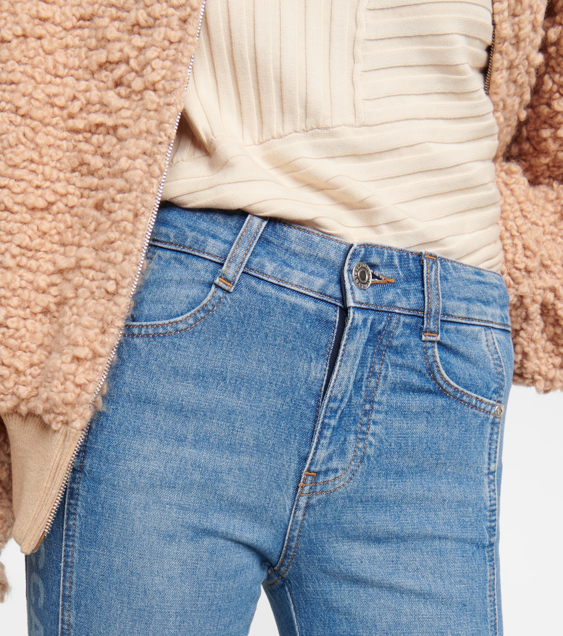 Jeans flared a vita media con logo | Stella McCartney