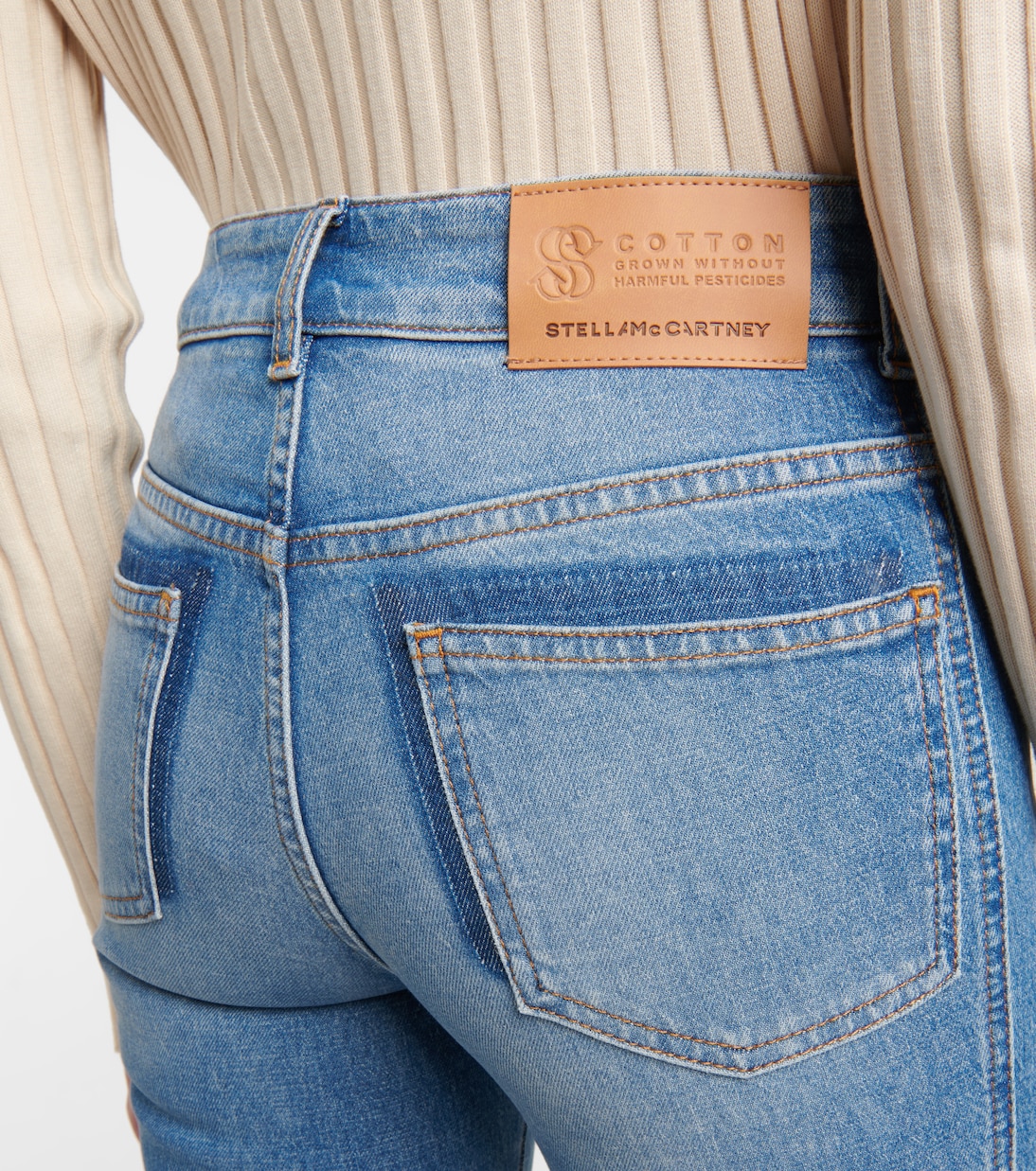 Jeans flared a vita media con logo | Stella McCartney