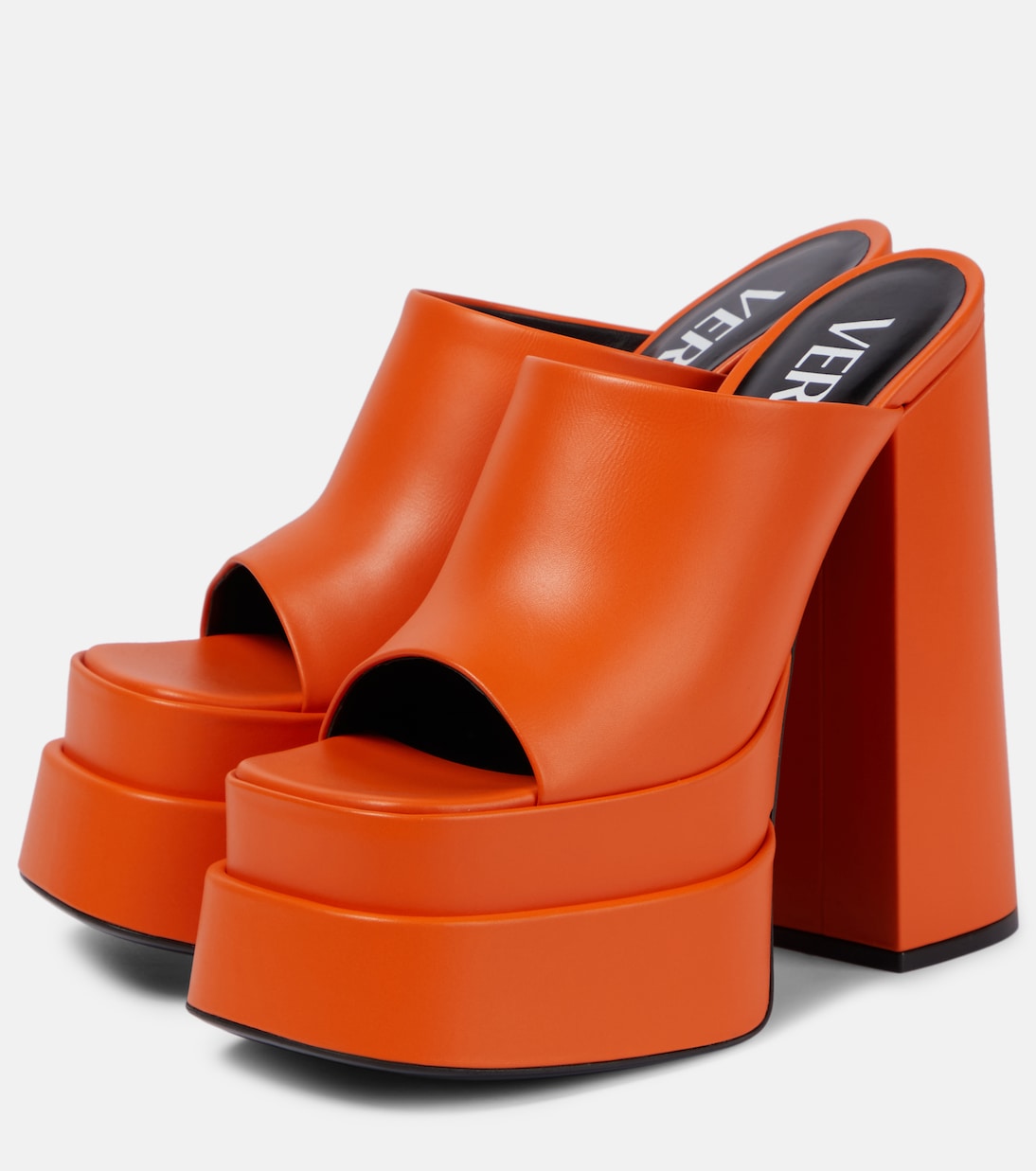 Leather platform mules | Versace