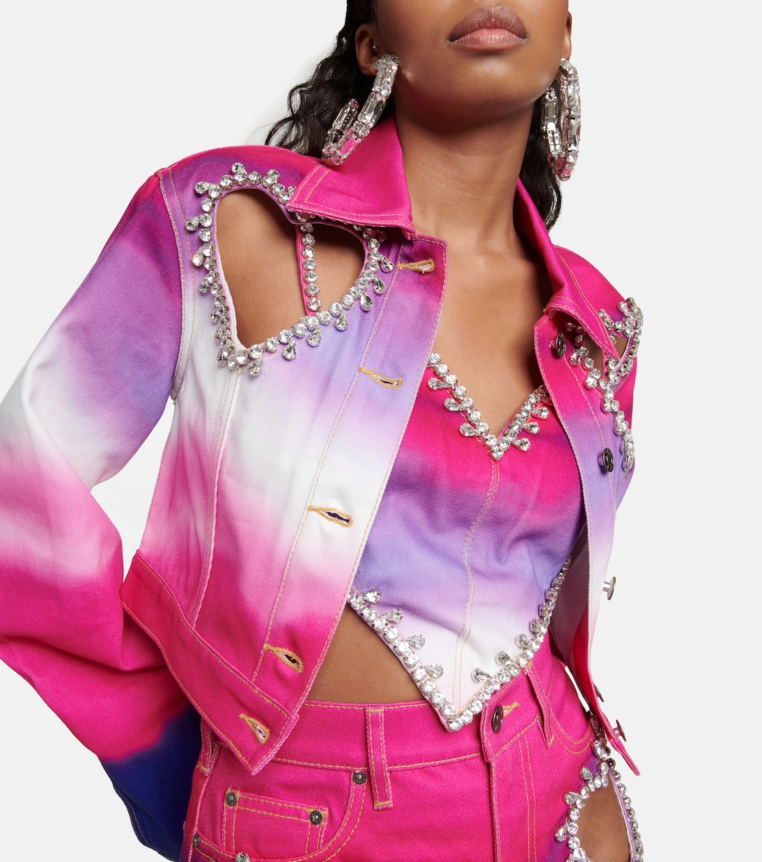 Embellished ombré denim jacket | Area
