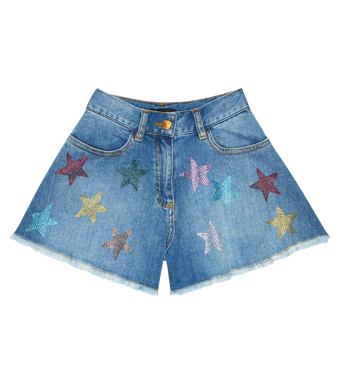 Falda pantalón en denim estampada | Monnalisa