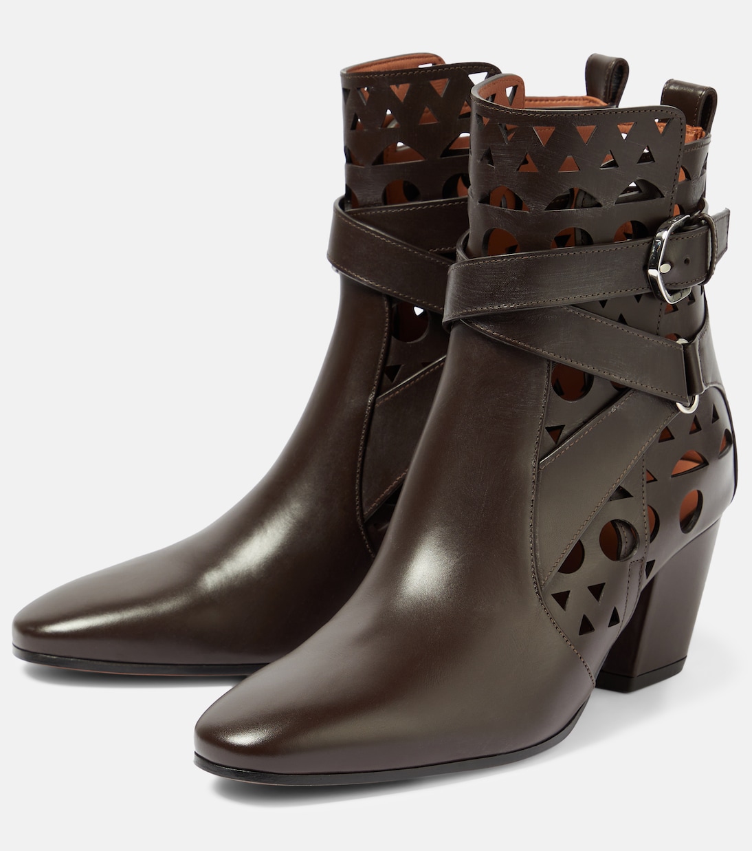 Botines Ziggy de piel con motivo Vienne | Alaïa