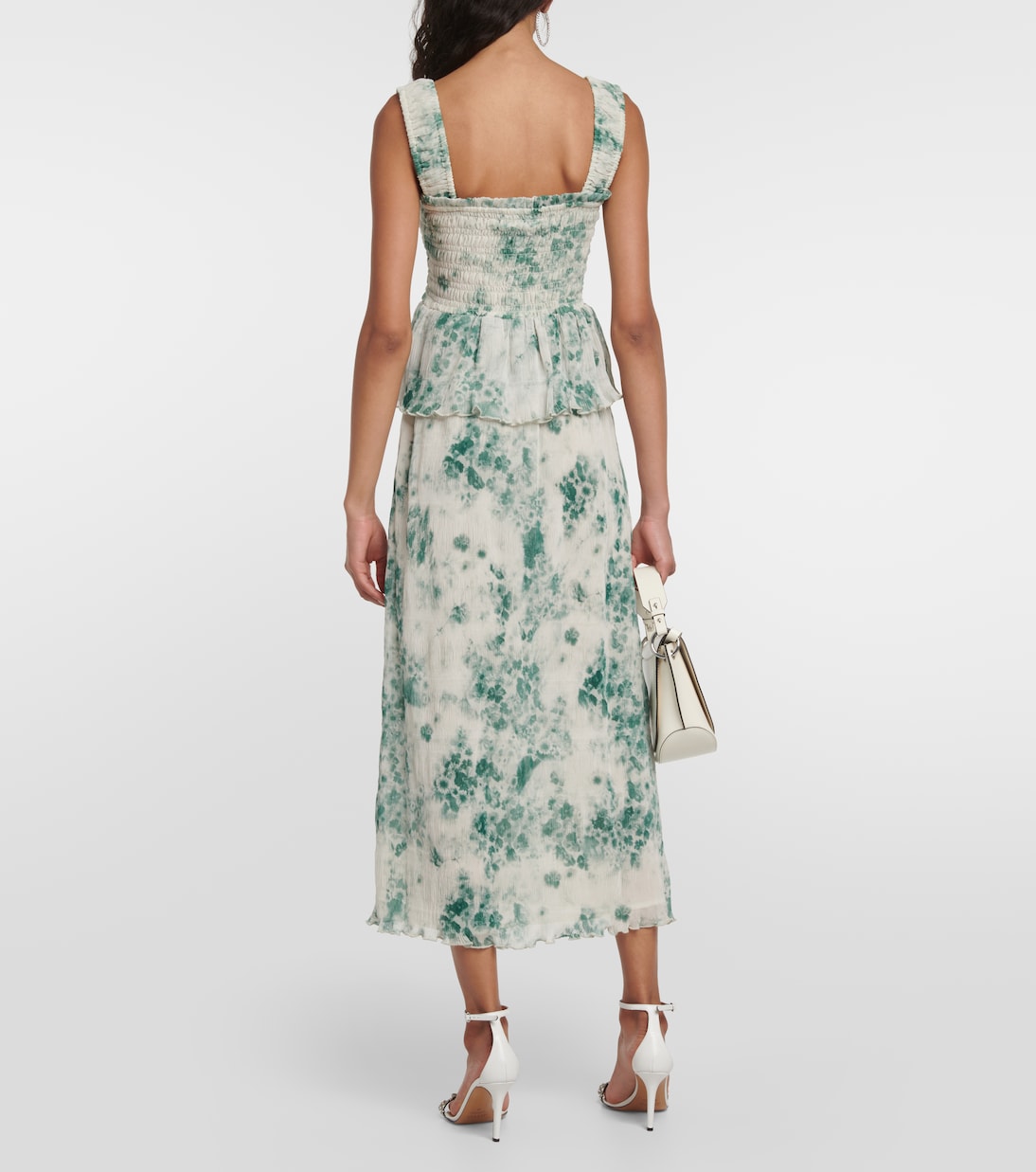 Floral pleated georgette midi dress | Ganni