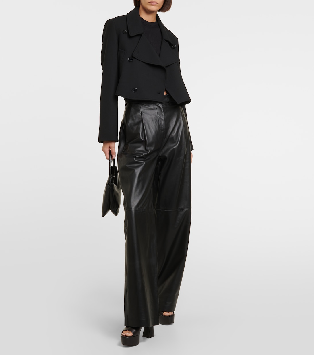 Pantaloni a gamba larga in pelle con pince | Dorothee Schumacher