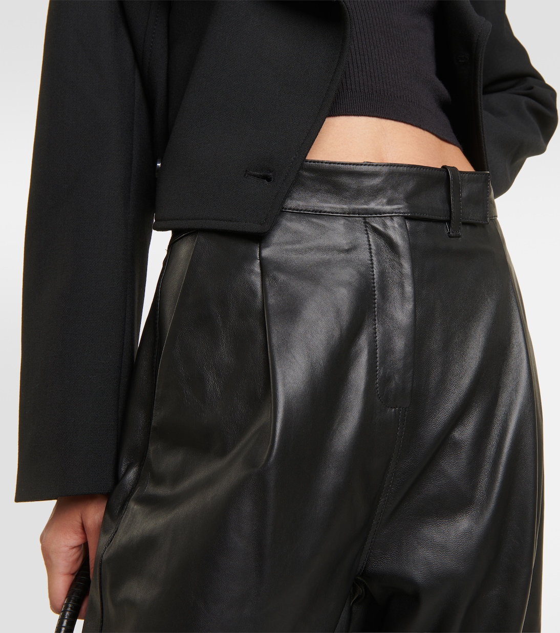 Pantaloni a gamba larga in pelle con pince | Dorothee Schumacher