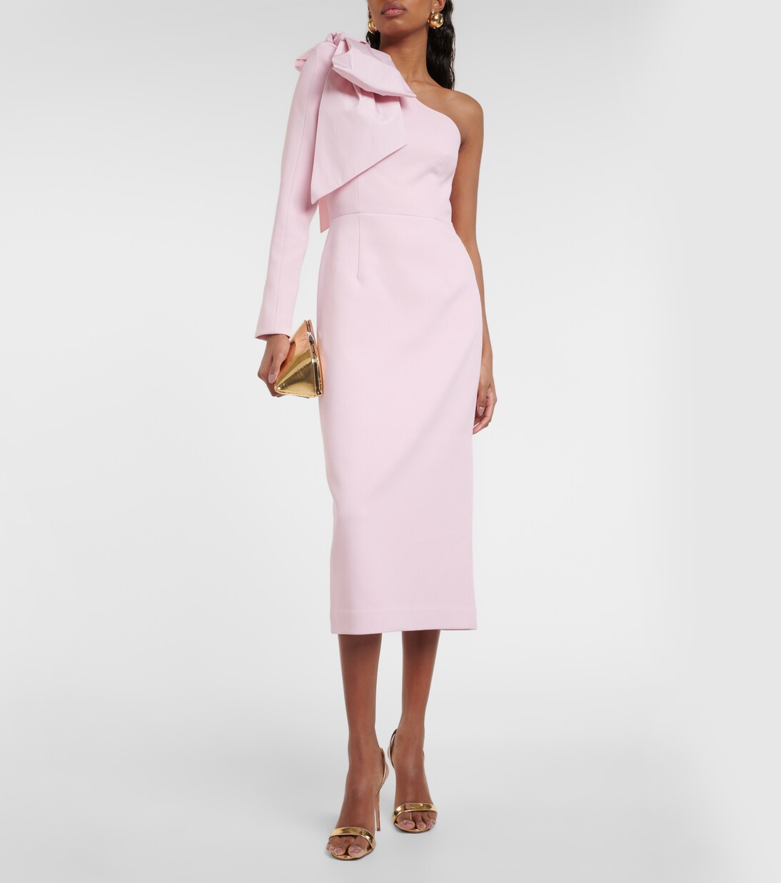 Bridal Annabelle one-shoulder midi dress in pink - Rebecca