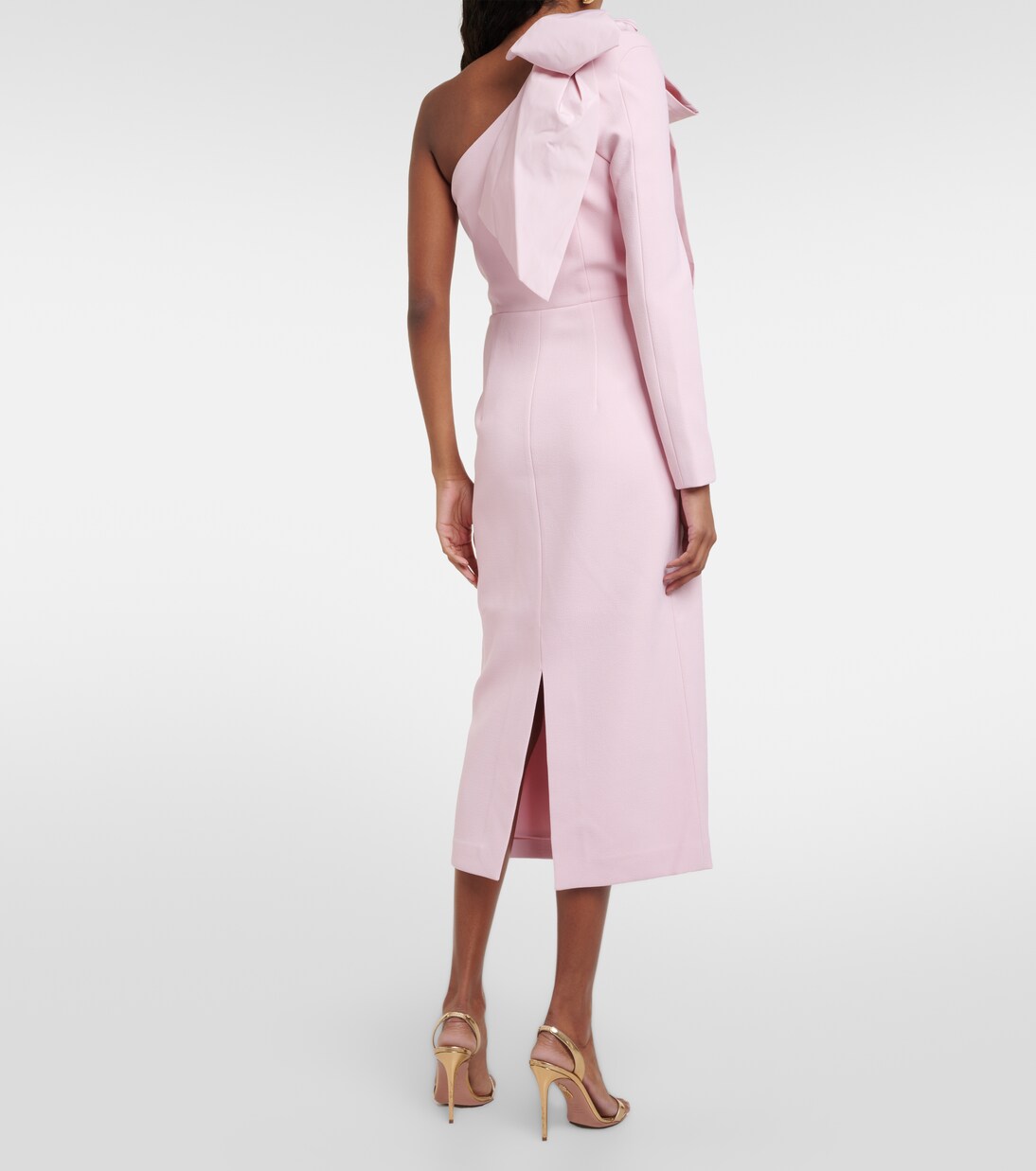 Bridal Annabelle one-shoulder midi dress in pink - Rebecca Bridal Annabelle one-shoulder midi dress in pink - Rebecca