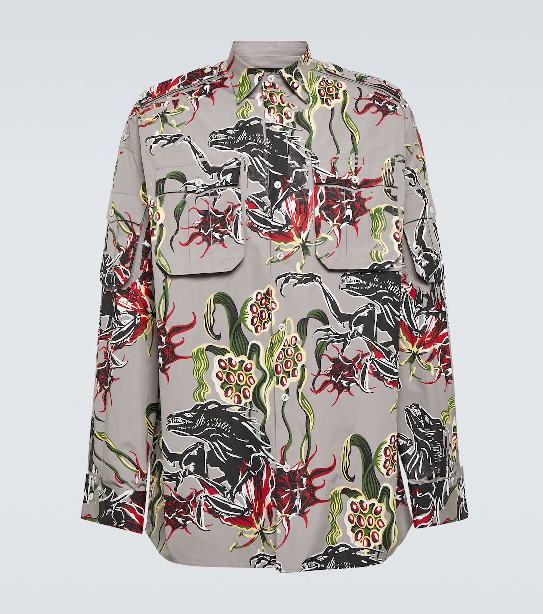 Camicia in popeline di cotone con stampa | Prada