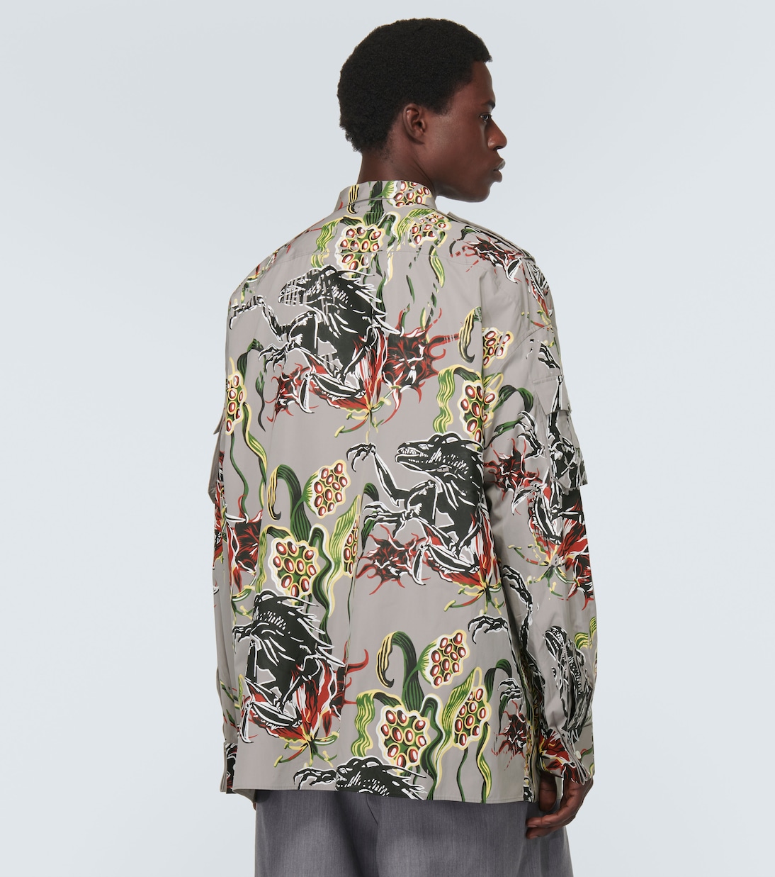 Camicia in popeline di cotone con stampa | Prada