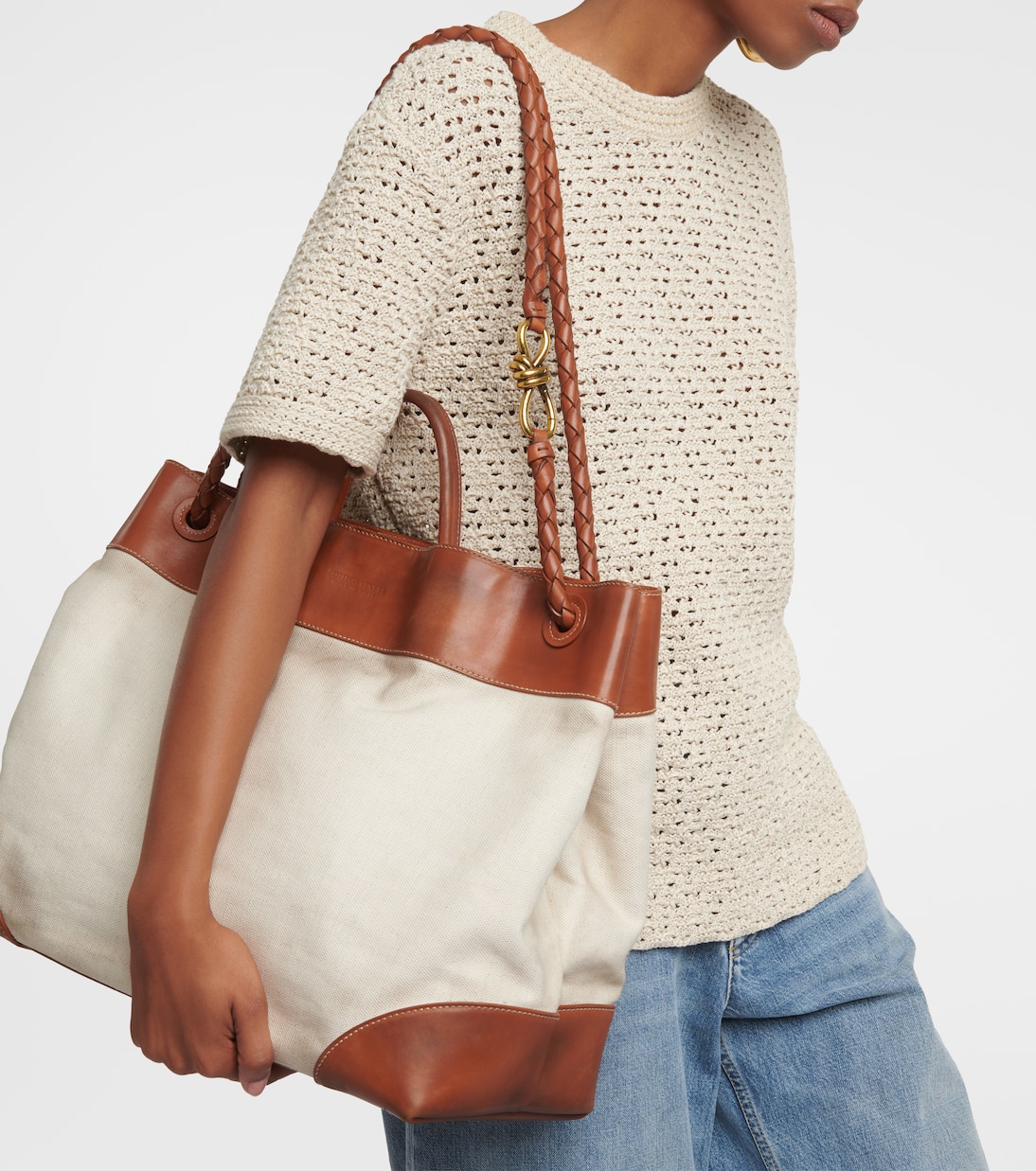 Borsa Andiamo Large in canvas con pelle | Bottega Veneta