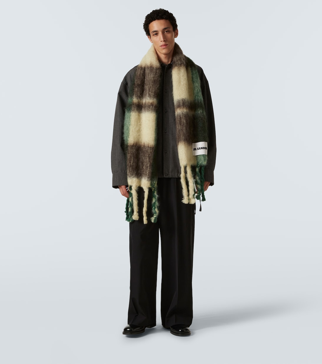 Checked mohair and wool-blend scarf | Jil Sander